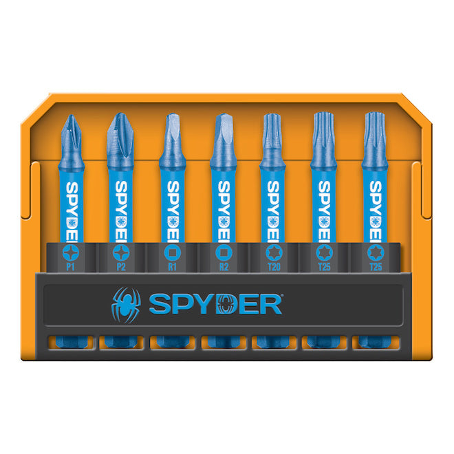 Spyder Mach-Blue Impact Driver Steel Bit Set - 1/4 x 2-in - 7 Pieces - Each