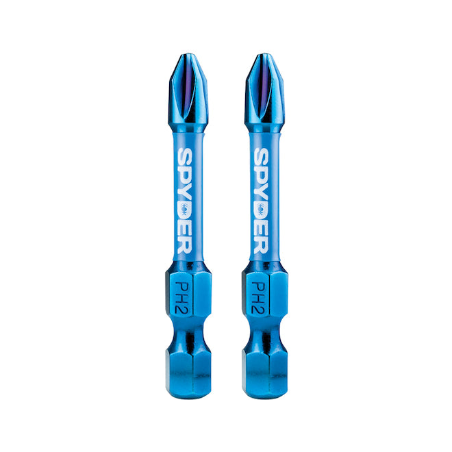 Spyder Mach-Blue 2-Piece Phillips #2 Steel Impact Driver Bit Kit - 2-in - Each