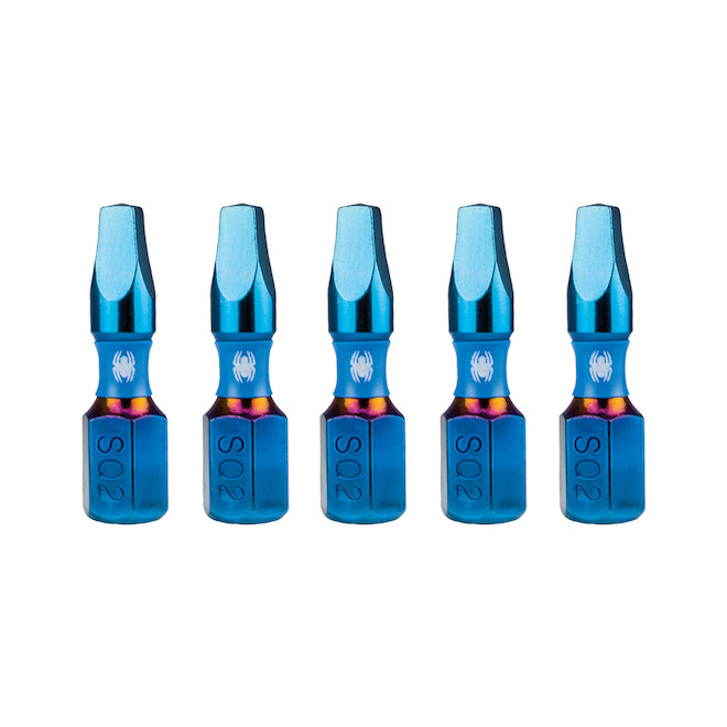 Spyder Mach-Blue #2 Square Impact Driver Bits - 1/4 x 1-in - 5 Pcs - Each