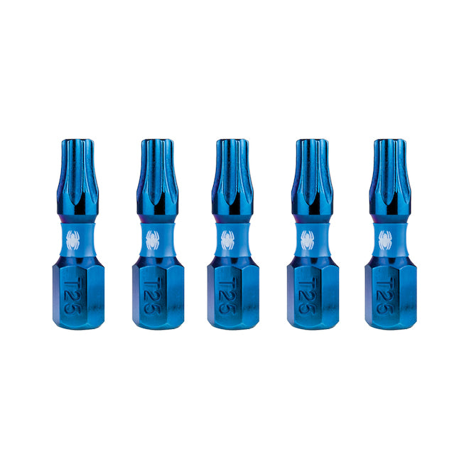 Spyder Mach-Blue T25 1/4-in x 1-in Impact Driver Bits 5-Pack - Each