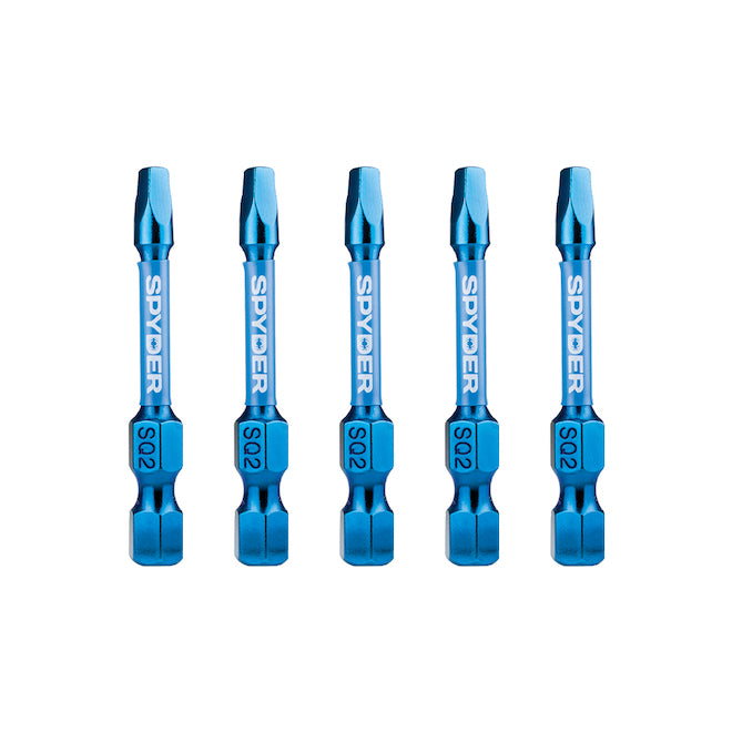 Spyder Mach-Blue SQ2 1/4-in x 2-in Impact Driver Bits 5-Pack - Each