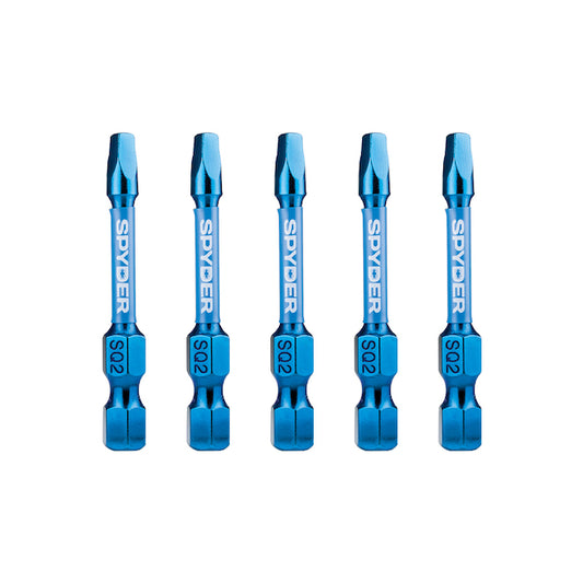 Spyder Mach-Blue SQ2 1/4-in x 2-in Impact Driver Bits 5-Pack - Each