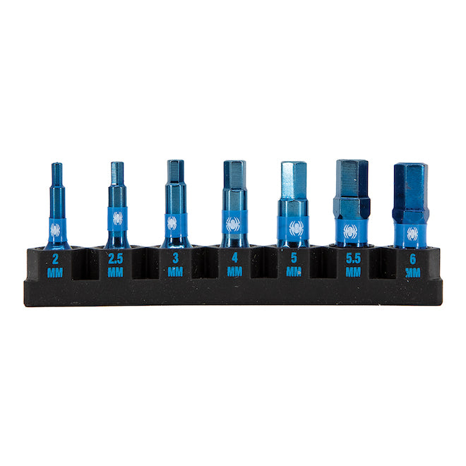 Spyder Mach-Blue 7-Piece Steel Impact Driver Bit Set - 1/4 x 1-in - Hex Metric Shank - Each