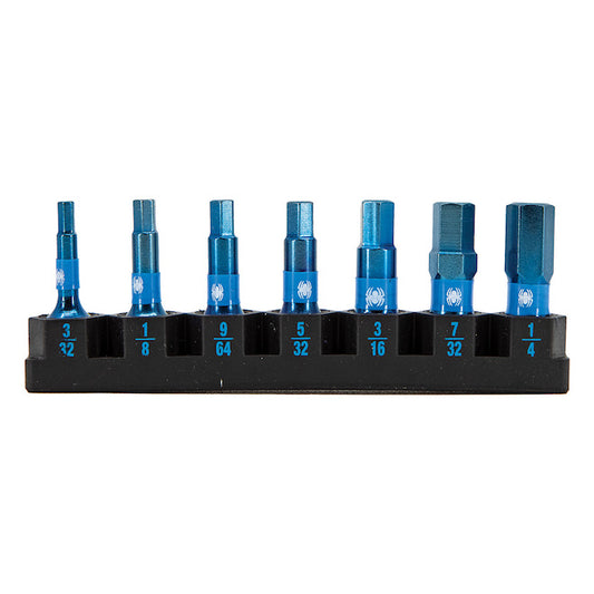 Spyder Mach-Blue 7-Piece Steel Impact Driver Bit Set - 1/4 x 1-in - Hex SAE Shank - Each