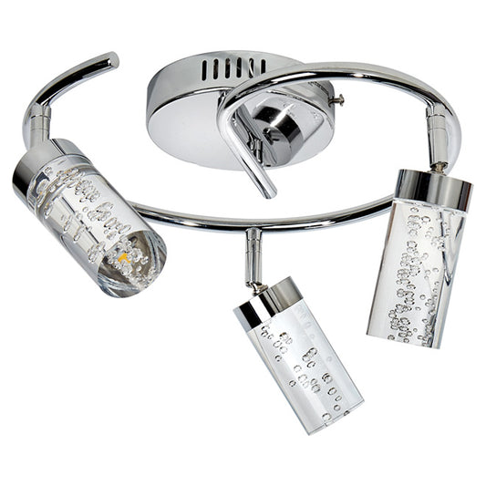 Lumirama Fernandel Flush-Mount Light - Tracking Heads - 3 12-Watt Integrated LEDs - Chrome Finish - Bubble Glass Shades-