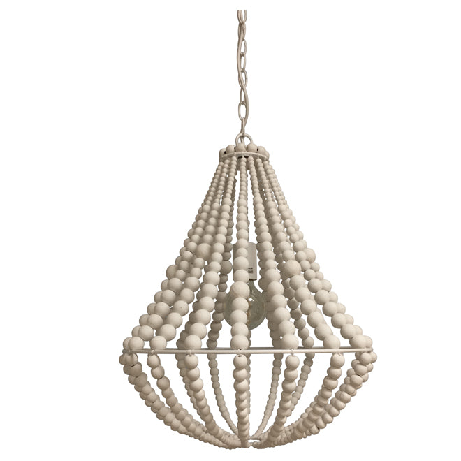 Perlina 1-Light Pendant - Wooden Beads - White Finish-