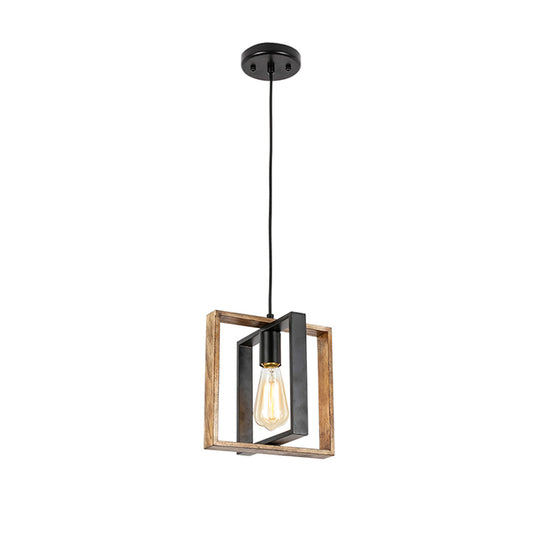 Origin 21 Weston 60W 1-Light Pendant Fixture - Black/Wood - 9.45-in L x 8.46 po W x 56.69-in H-