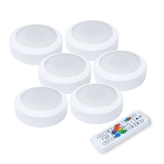 Ecolight 3-in White Magnetic LED Puck Light - 6-Pack-