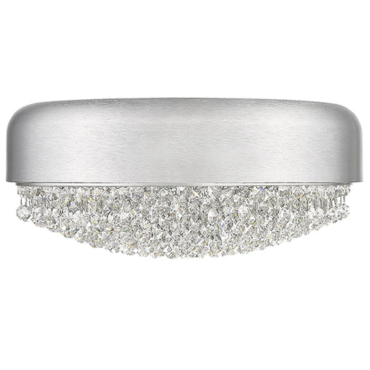 OVE Decors Waverly Round 4-Light LED Flushmount Fixture Brushed Silver Finish and 13.4-in Crystal Dome-