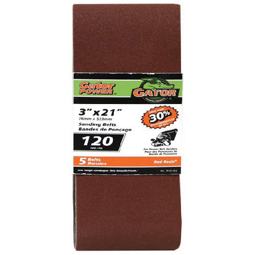 Gator Sanding Belts - Aluminum Oxide - 80-Grit - 21-in L x 3-in W - 5 Per Pack - Pack