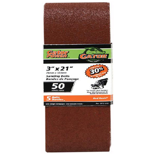 Rust-Oleum Gator 3-in W x 21-in L 50-Grit Aluminum Oxide Abrasive Sanding Belts 5/Pk - Pack