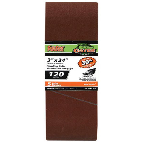 Rust-Oleum Gator 24-in L x 3-in W 120-Grit Aluminum Oxide Sanding Belts 5 Per Pack - Pack