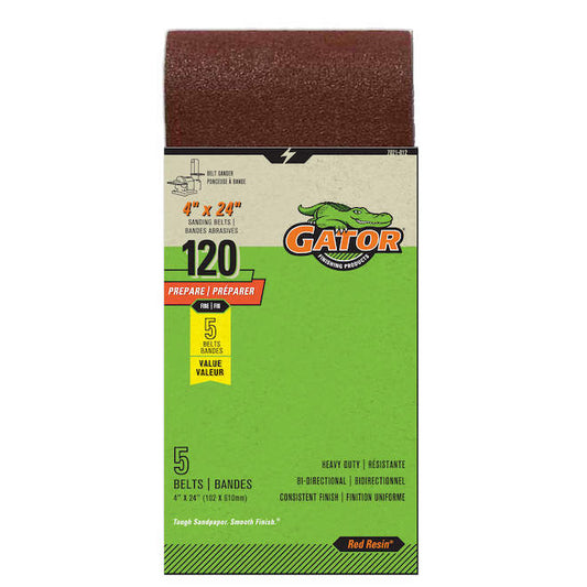 Sanding belt - 4"x24" - Grit 120 - Pack of 5 - Pack