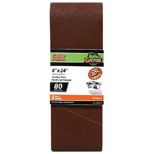 Rust-Oleum Gator 24-in L x 4-in W 80-Grit Aluminum Oxide Sanding Belts 5 Per Pack - Pack