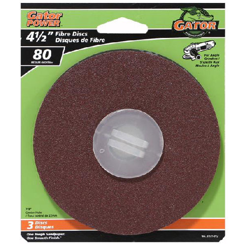 Gator Gaterpower 4 1/2-in dia 80-Grit Aluminum Oxide Resin Fibre Sanding Disc 3 Per Pack - Pack