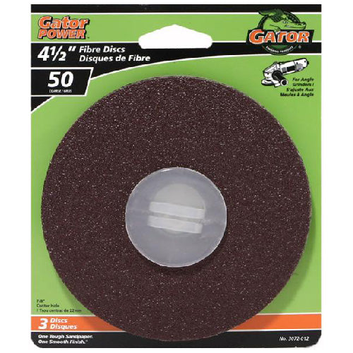 Gator Gatorpower 4 1/2-in Dia 7/8-in Arbour 50 Grit Aluminum Oxide Resin Fibre Sanding Discs 3 Per Pack - Pack