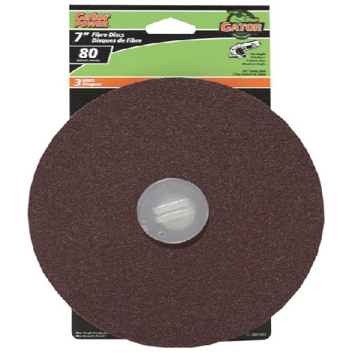 Gator Sanding Discs - Resin Fibre - 80 Grit - 7/8-in Arbor x 7-in dia - 3-Pack - Pack