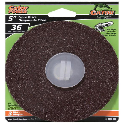 Gator Sanding Discs - Fibre - 36 Grit - 7/8-in Arbor x 5-in dia - 3-Pack - Pack