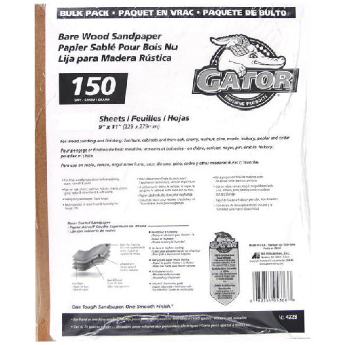 Bare Wood Fine Sandpaper 150 Grit - 120/Pack - Pack