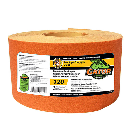 Premium Sandpaper Roll - Medium Grit 120 - Orange - 165-ft - Each