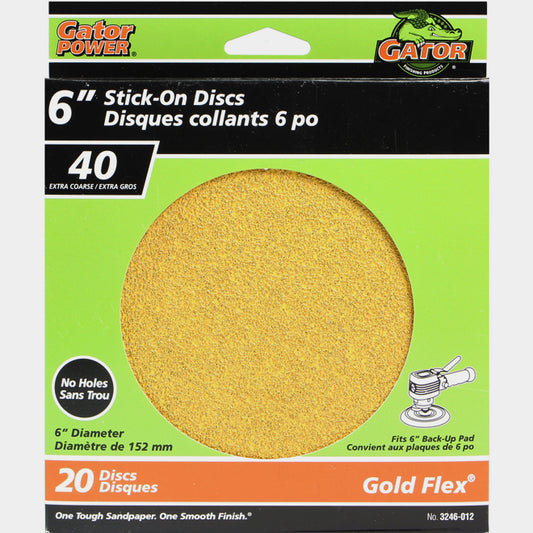 Stick-On Sanding Discs - 40 Grit - 6" - 20-Pack - Pack