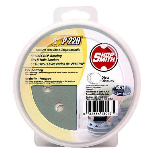 Shopsmith 8 Hole Abrasive Sanding Discs - 220 Grit - 5-in Dia - 15 Per Pack - Pack