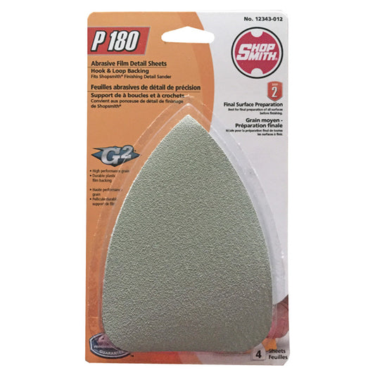 Sanding Sheets - Aluminum Oxide - 180 Grit - 4 Pack - Each