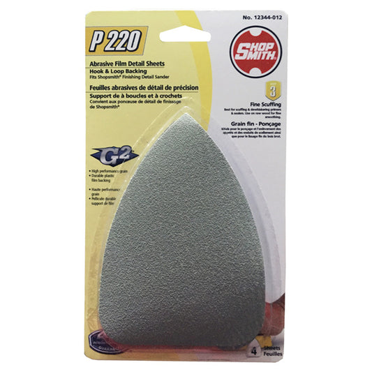 Sanding Sheets - Aluminum Oxide - 220 Grit - 4 Pack - Each