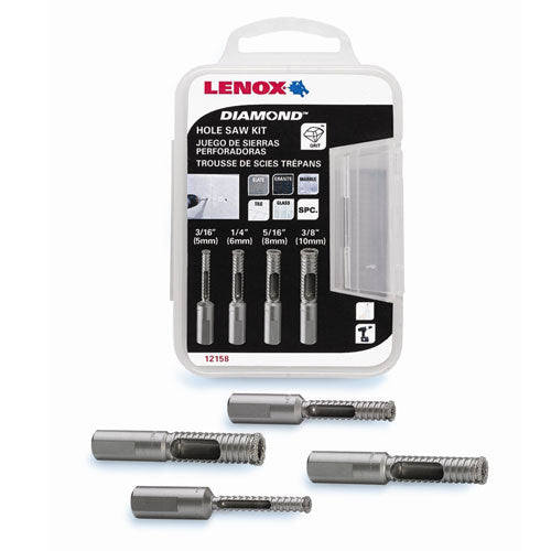 Lenox Diamond Hole Saw Kit with Storage Case - 4-Piece Set - Non-Arboured - Diamond Grit - Each