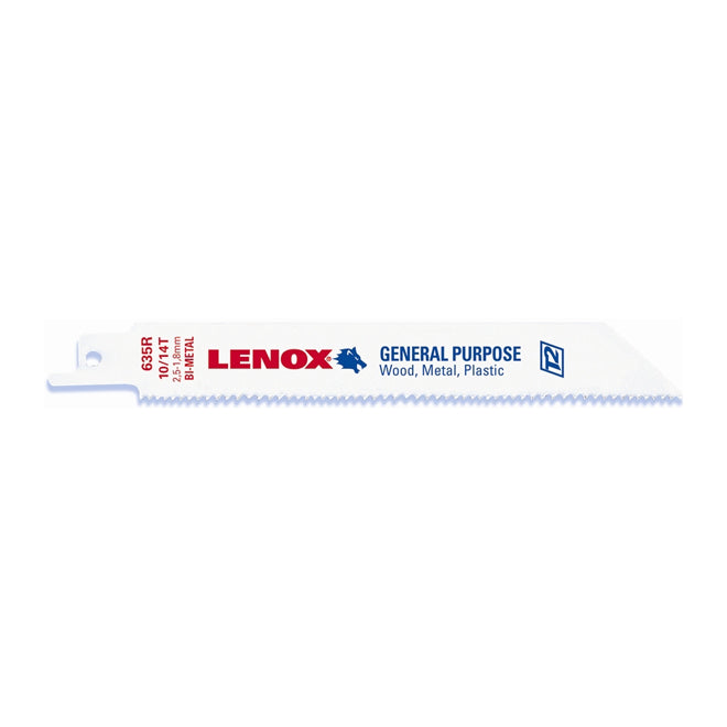 Lenox Reciprocating Saw Blades - Power Blast - Bi-Metal - 6-in x 3/4-in - 10/14 TPI - General Purpose - 5 Per Pack - Each