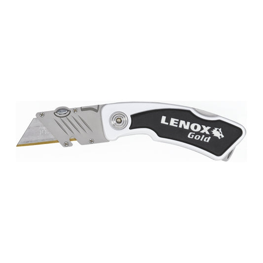 Lenox Multipurpose Utility Knife - 4-in - Aluminum and Rubber - Black and Silver - Each