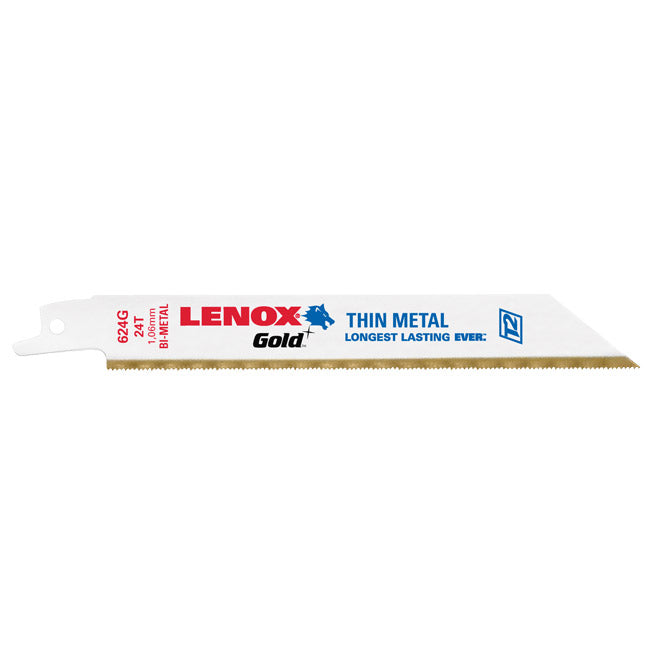 Lenox Reciprocating Saw Blades - Gold - Bi-Metal - 24 TPI - 6-in x 3/4-in - 5 Per Pack - Pack