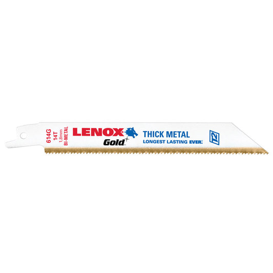 Lenox Reciprocating Saw Blades - Gold - Bi-Metal - 14 TPI - 6-in x 3/4-in - Medium Metal - 5 Per Pack - Each