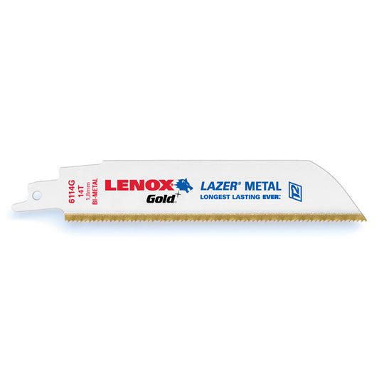 Lenox Reciprocating Saw Blades - Bi-Metal - 14 TPI - 6-in x 1-in - Lazer Thick Metal - Arc Curved - 5 Per Pack - Each