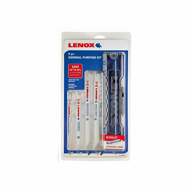 Lenox Reciprocating Saw Blades - Bi-Metal - General Purpose Kit - 9 Per Pack - Each