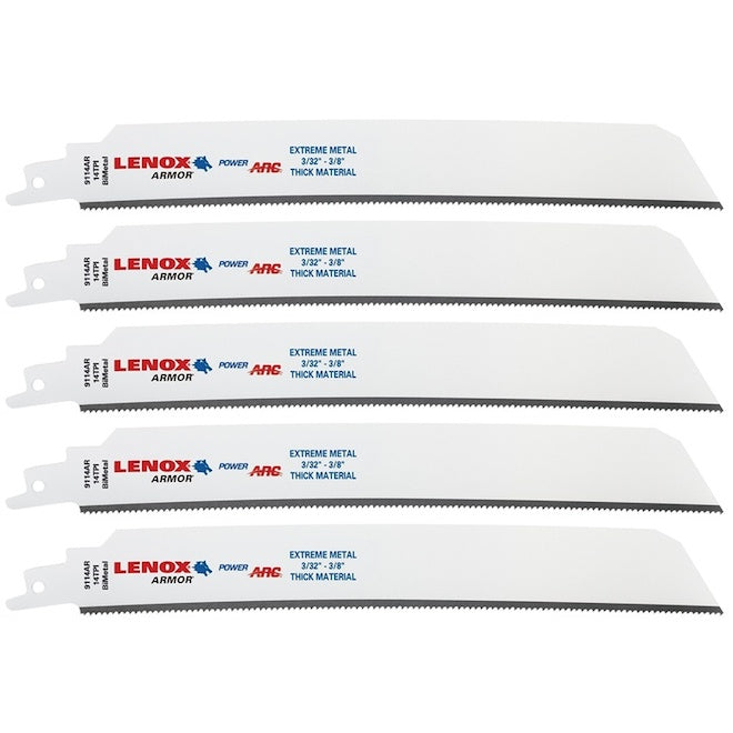 LENOX 14-TPI Power Arc Curved Metal-Cutting Reciprocating Saw Blade - 5-Pack - Each