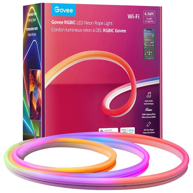 Govee RGBIC 6.5-ft Smart LED Rope Light with colour changing-