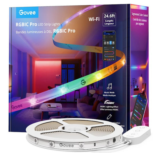 Govee RGBIC Pro Wi-Fi LED Strip Lights - 24.6-ft - Colour changing-
