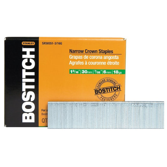 Bostitch 1-in Leg 3/16-in Narrow Crown 18-Gauge Collated Finish Staples (3000-Count) - Each