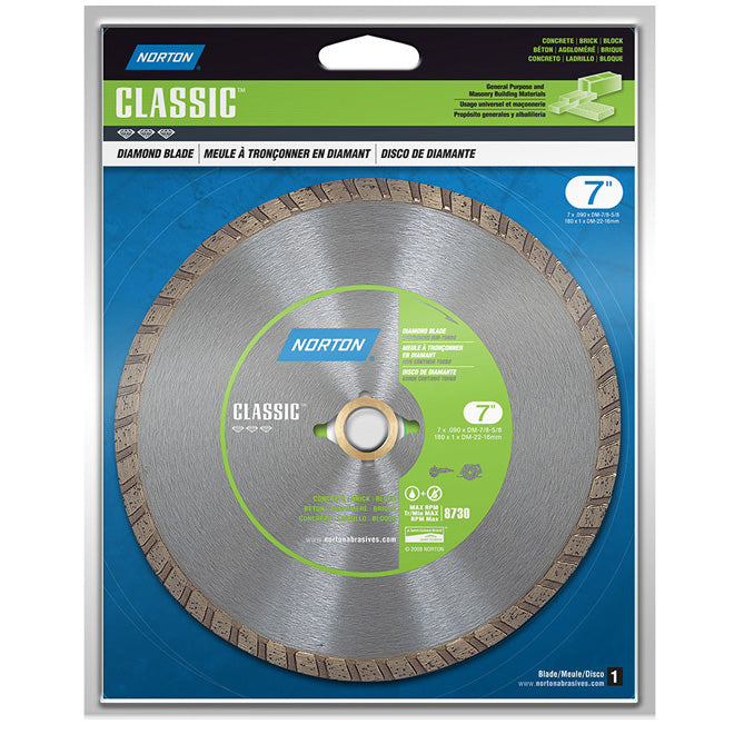 Norton Turbo Circular Saw Blade - diamond - 5/8-in to 7/8-in Arbor - 7-in dia 5/64-in T - Silver - Each