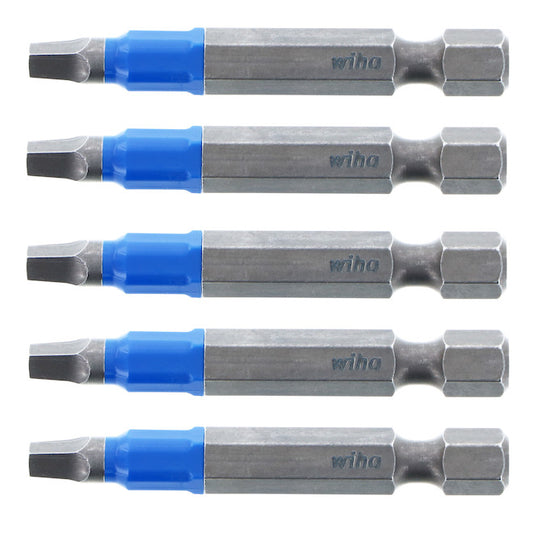 Wiha TerminatorBlue 2-in #2 Square Impact Screwdriver Bit Set - Steel - 5/Pack - Pack