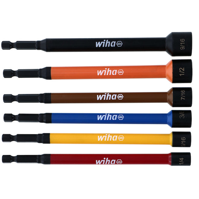 Wiha Magnetic Colour-Coded Steel 6-in Nut Setter Set - 6 Pieces -