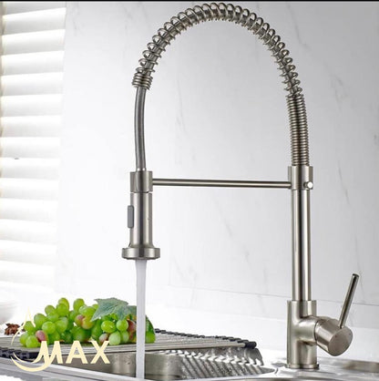 Pull-Out Spiral Flexible Kitchen Faucet 20" In Brushed Nickel Finish