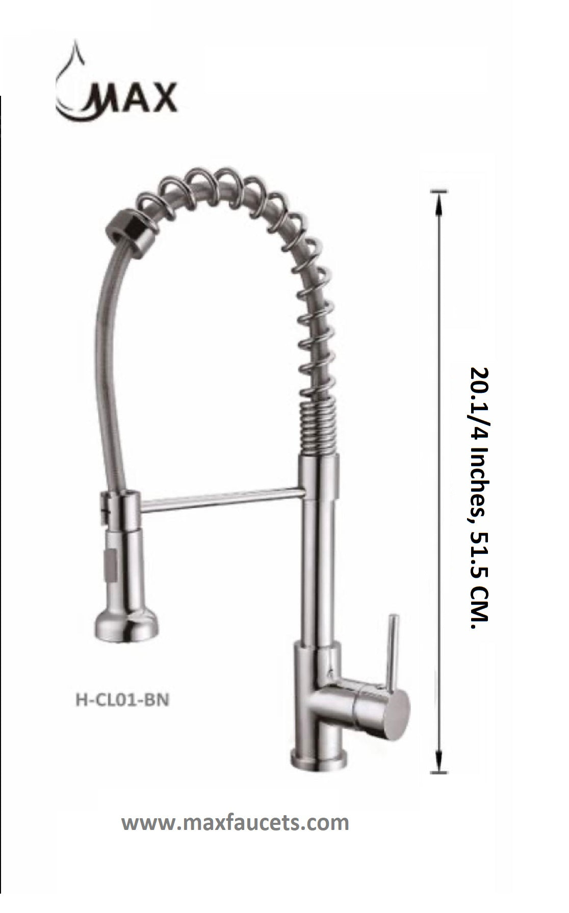 Pull-Out Spiral Flexible Kitchen Faucet 20" In Brushed Nickel Finish