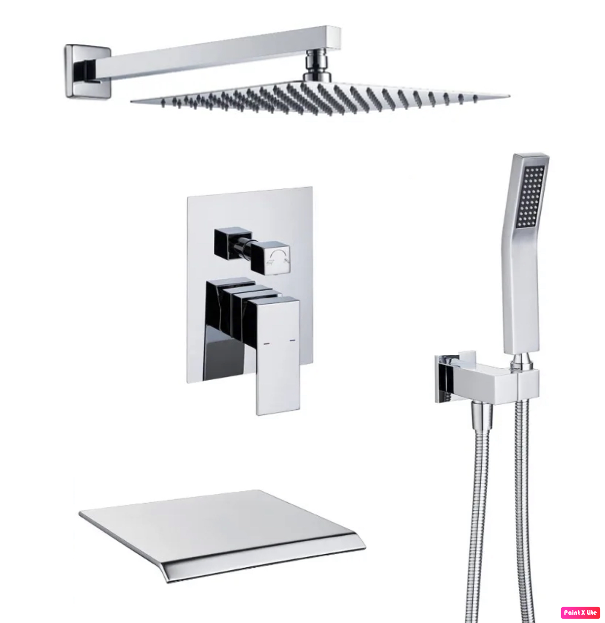 Tub Shower System Set Three Functions Waterfall Spout Chrome Finish