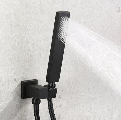 Waterfall Roman Tub Two Function Single Handle With Diverter And Sprayer Handheld Shower Matte Black