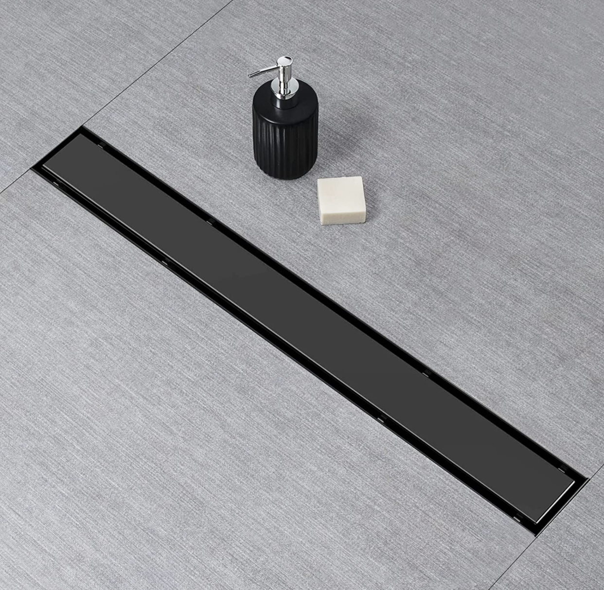 Linear Shower Drain with Cover 30 Inches Matte Black