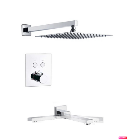 Tub-Filler Thermostatic Shower System Two Functions With Pressure-Balance Valve Chrome Finish