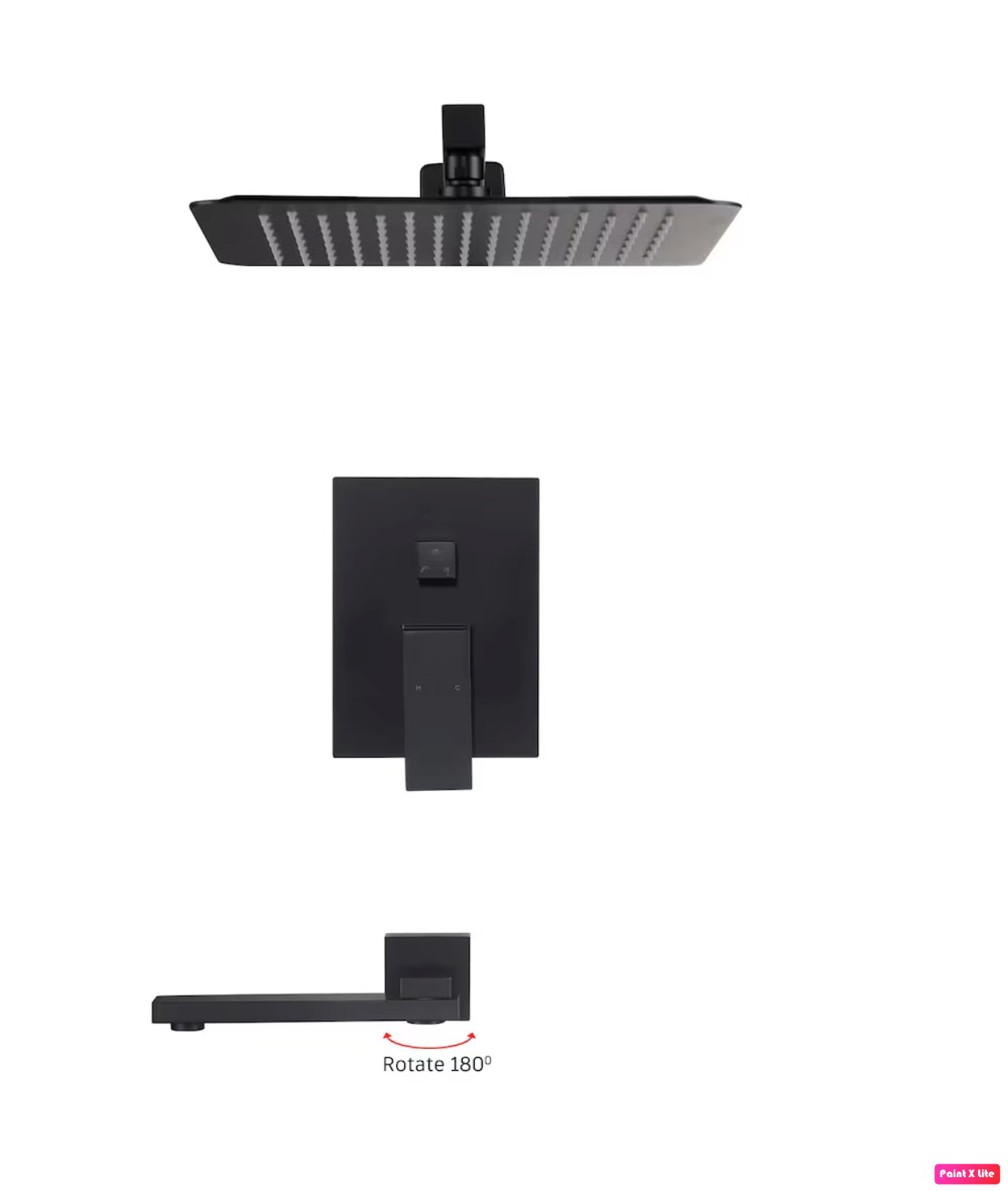 Bathtub-Shower System Two Function Swirling Spout With Pressure-Balance Valve Matte Black Finish Square Design