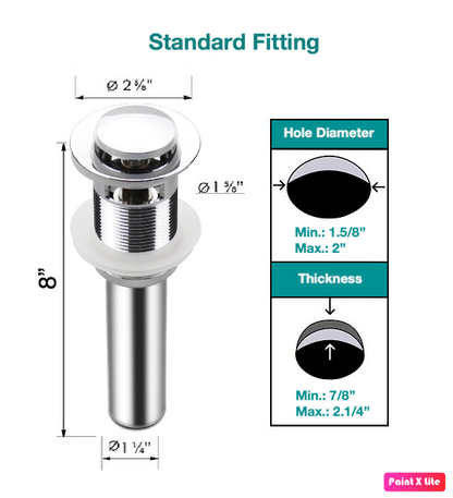 Small Cap Pop Up Sink Drain Assembly With Overflow Chrome